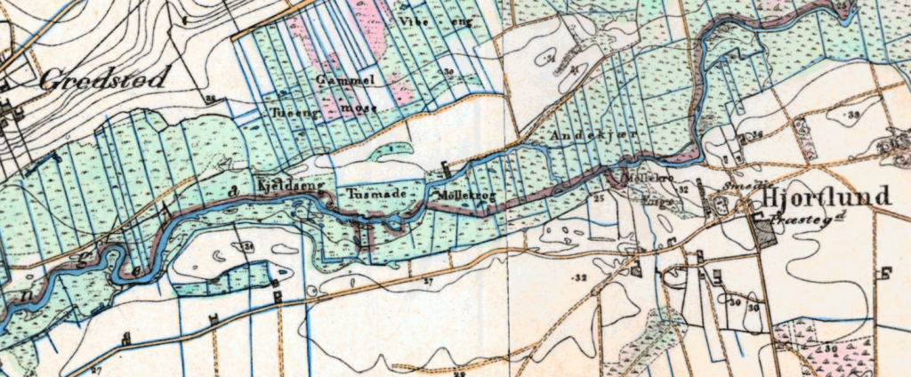 Stednavnene ved Hjortlund. Kort- og Matrikelstyrelsen.