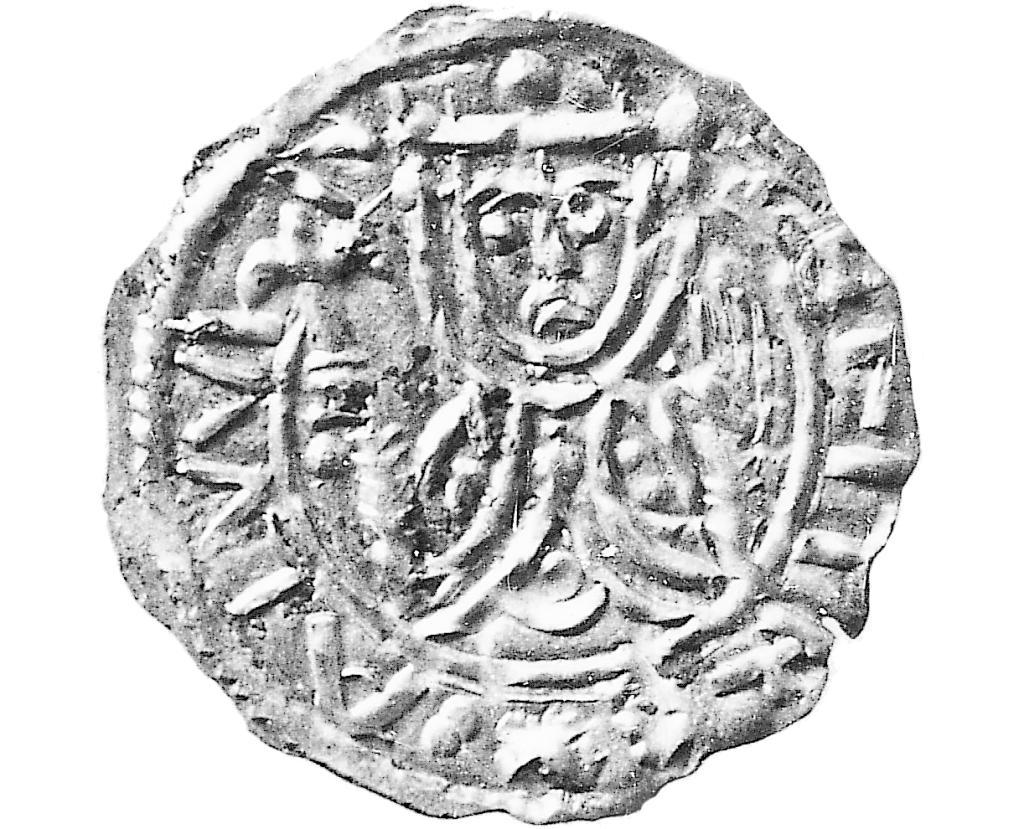 Erik II Emune på en mønt fra hans regeringstid 1134-1137. Kilde: Den Store Danske.